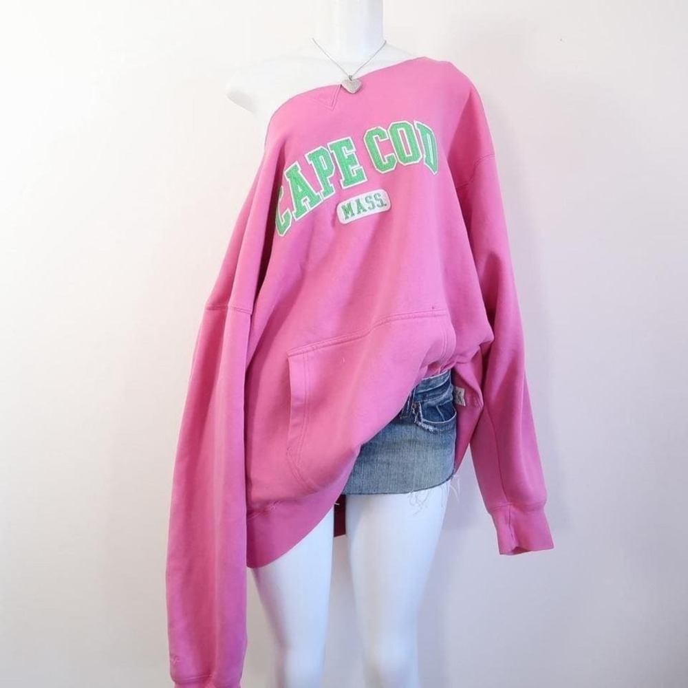 y2k oversized pink cape cod varsity hoodie mcbling